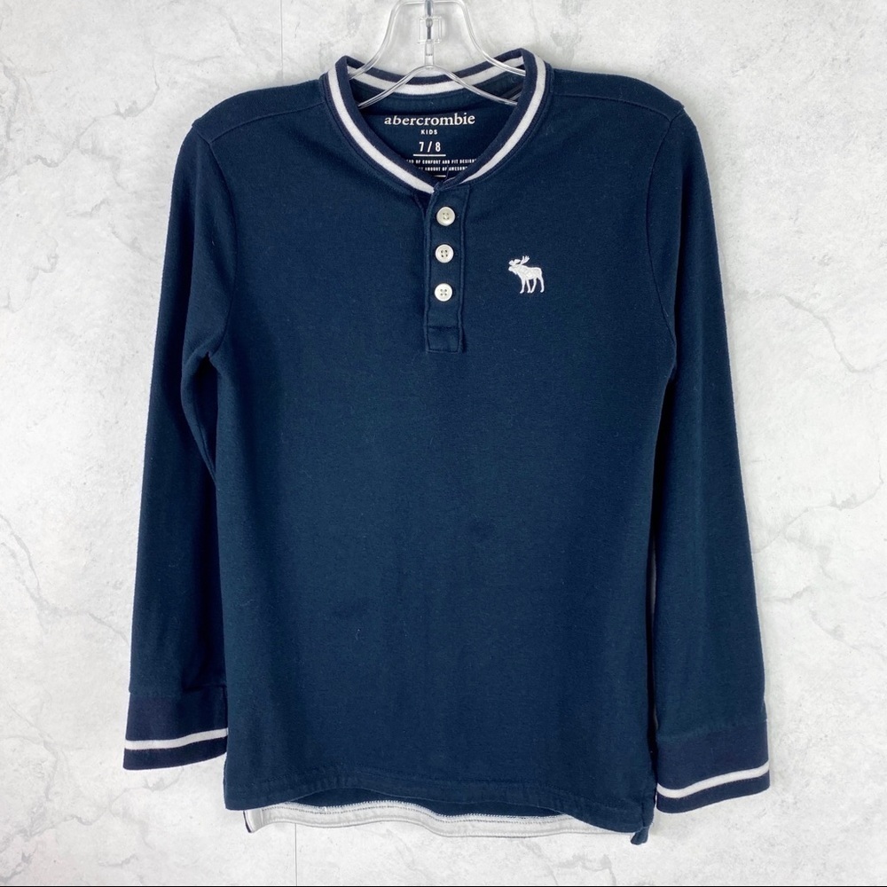 [A&F] Classic Navy Logo Tee